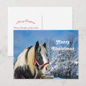 Paardenverf Sneeuwfoto Kerstmis Briefkaart (Voorkant / Achterkant)