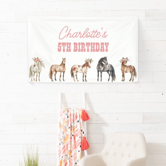 Paardenverjaardag Achtergrond Pony Party Banner (Insitu)