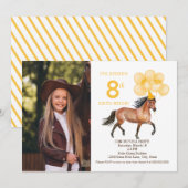 Paardenverjaardag Foto uitnodiging Geel (Voorkant / Achterkant)