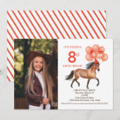 Paardenverjaardag Foto uitnodiging rood (Voorkant / Achterkant)