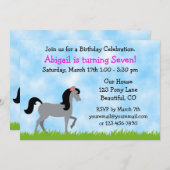 Paardenverjaardag uitnodiging voor meisjes (Voorkant / Achterkant)