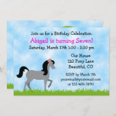 Paardenverjaardag uitnodiging voor meisjes (Voorkant / Achterkant)