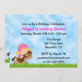 Paardenverjaardag uitnodiging voor meisjes (Voorkant / Achterkant)