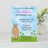 Paardenverjaardag uitnodiging voor meisjes (Staand voorkant)