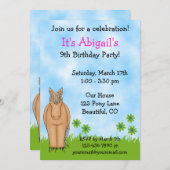 Paardenverjaardag uitnodiging voor meisjes (Voorkant / Achterkant)