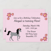 Paardenverjaardag uitnodiging voor meisjes (Voorkant / Achterkant)