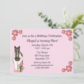 Paardenverjaardag uitnodiging voor meisjes (Staand voorkant)