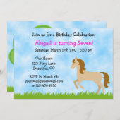 Paardenverjaardag uitnodiging voor meisjes (Voorkant / Achterkant)