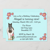 Paardenverjaardag uitnodiging voor meisjes (Voorkant / Achterkant)