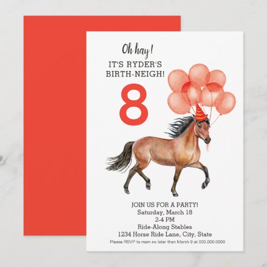 Paardenverjaardag // Verrood elke leeftijdsdownloa Kaart (Voorkant / Achterkant)