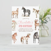 Paardenverjaardagsuitnodiging, Floral Pony Invite, Kaart (Staand voorkant)