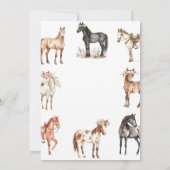 Paardenverjaardagsuitnodiging, Floral Pony Invite, Kaart (Achterkant)
