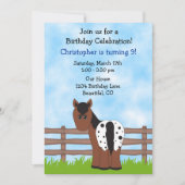 Paardenverjaardagsuitnodiging voor jongens kaart (Voorkant)