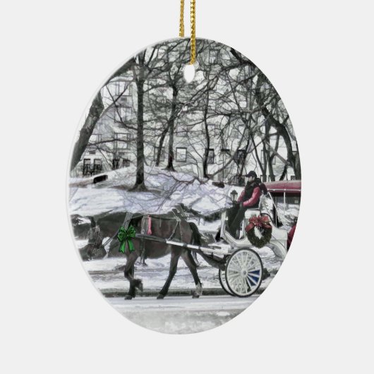 Paardenvervoer in New York City Keramisch Ornament (Rechts)