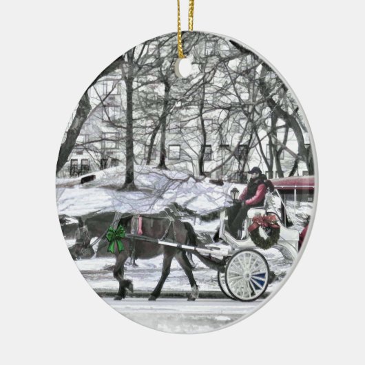 Paardenvervoer in New York City Keramisch Ornament (Links)