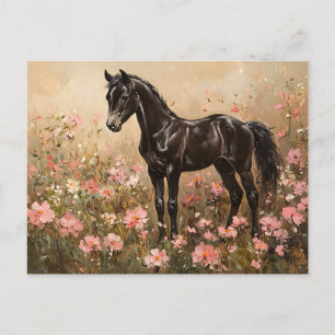 Paardenveulen met Blush Pink Flowers Briefkaart
