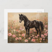 Paardenveulen met Blush Pink Flowers Briefkaart (Voorkant / Achterkant)
