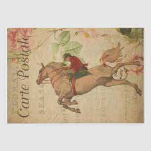 PaardenVintage Floral Briefkaart Tissuepapier