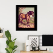 Paardenvintageprint uit de 1800 poster (Thuiskantoor)