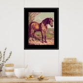 Paardenvintageprint uit de 1800 poster (Keuken)