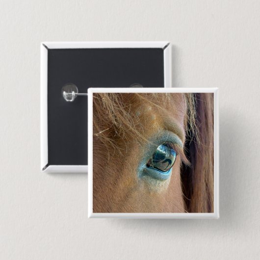 Paardenvisie Vierkante Button 5,1 Cm (Voorkant /achterkant)