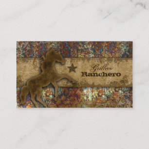 PaardenVisitekaartje Westerne Vintage Damask Rust Visitekaartje
