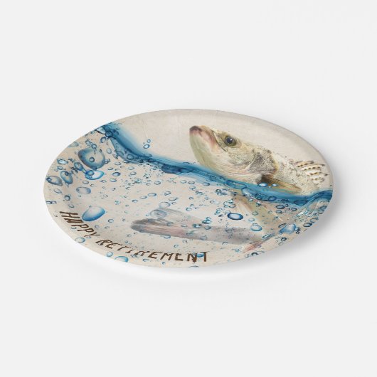 Paardenvissen springen uit het water papieren bordje (Gekanteld)