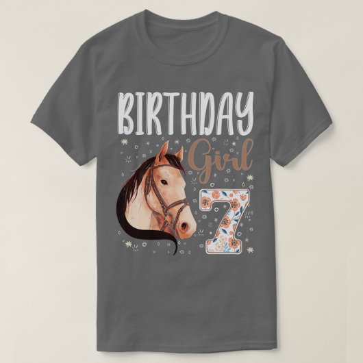 paardenvlees 7e verjaardag meisje B-dag 7 jaar T-shirt (Design voorkant)