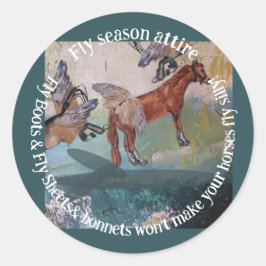 paardenvlieg met klassieke ronde sticker