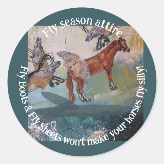 paardenvlieger ronde sticker (Voorkant)