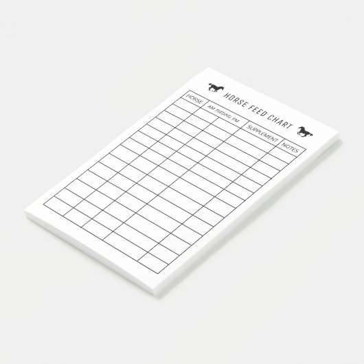 Paardenvoergrafiek, Voedingsschema voor Paardensta Post-it® Notes (Schuin)