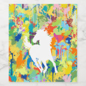 Paardenvorm Kleurrijke Splash Wijn Etiket (Enkel label)