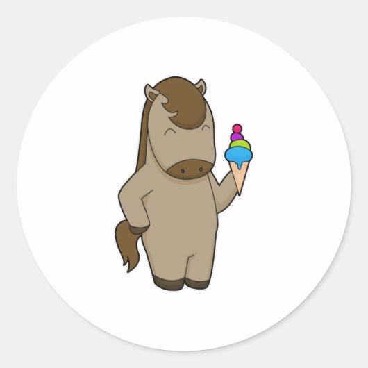 Paardenwafelijs Ronde Sticker (Voorkant)