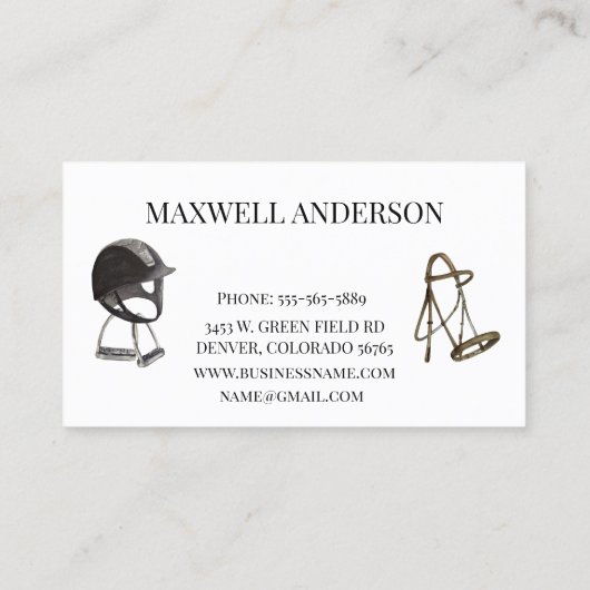 PaardenWaterverf Riding Equestrian Saddle Visitekaartje (Achterkant)