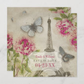  paardenweddenschappen in Parijs sparen de datum Save The Date (Voorkant / Achterkant)