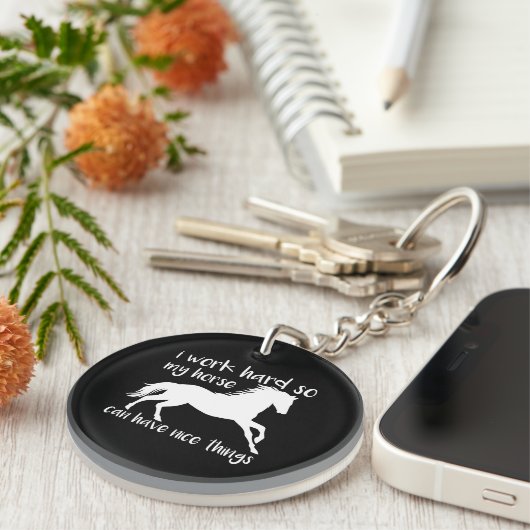 Paardenwerk Inspirerend Ik werk Hard Horse Lover Sleutelhanger (Voorkant Rechts)