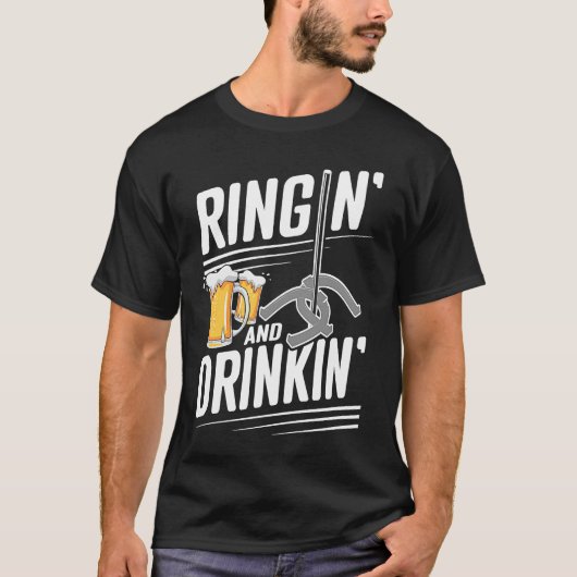 Paardenwerper Ringin en Drinken Hoefijzer Pitc T-shirt (Voorkant)