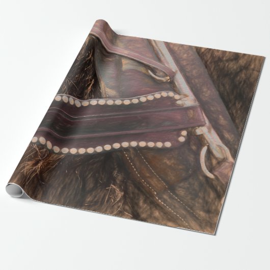 PaardenWesterne bruine  roestvrijbuiter Cadeaupapier (Uitgerold)