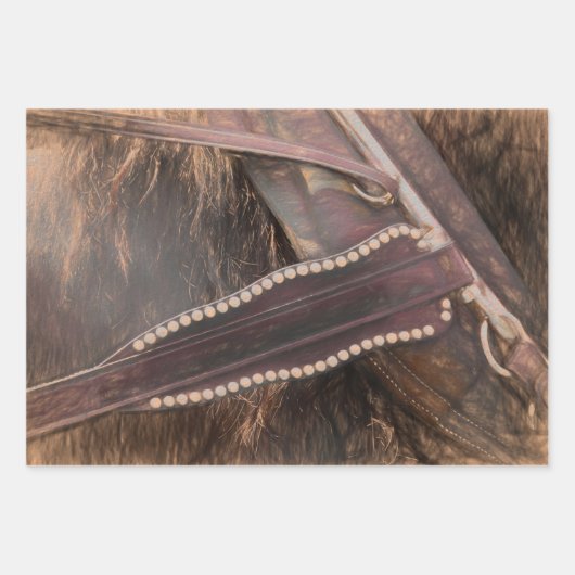 PaardenWesterne bruine  roestvrijbuiter Inpakpapier Vel (Voorkant)