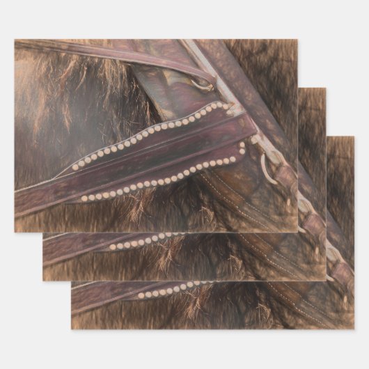 PaardenWesterne bruine  roestvrijbuiter Inpakpapier Vel (Set)