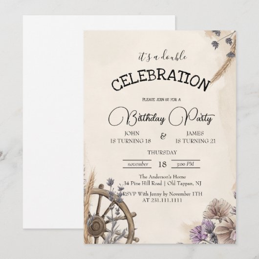 Paardenwiel Bloemen Dubbele Kinderen Verjaardagsfe Kaart (Voorkant / Achterkant)