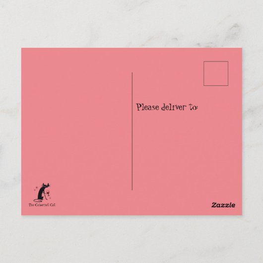 Paardenwijn met chocolade Funny Cat Briefkaart (Achterkant)