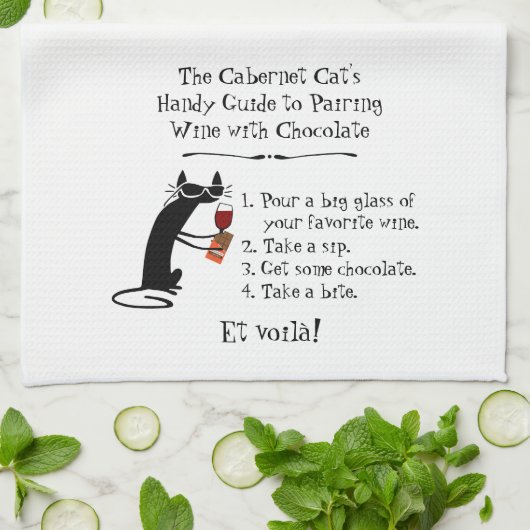 Paardenwijn met chocolade Funny Cat Theedoek (Gevouwen)
