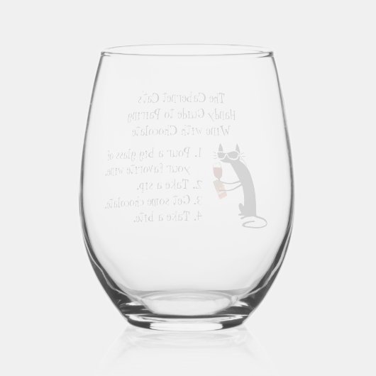 Paardenwijn met chocolade Funny Cat Wijnglas Zonder Voet (Achterkant)