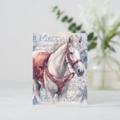PaardenwinterkerstWaterverf Briefkaart (Staand voorkant)