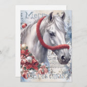 PaardenwinterkerstWaterverf Feestdagenkaart (Voorkant / Achterkant)