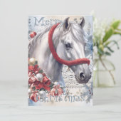 PaardenwinterkerstWaterverf Feestdagenkaart (Staand voorkant)