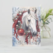 PaardenwinterkerstWaterverf Feestdagenkaart (Staand voorkant)