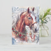 PaardenwinterkerstWaterverf Feestdagenkaart (Staand voorkant)