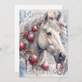 PaardenwinterkerstWaterverf Feestdagenkaart (Voorkant / Achterkant)